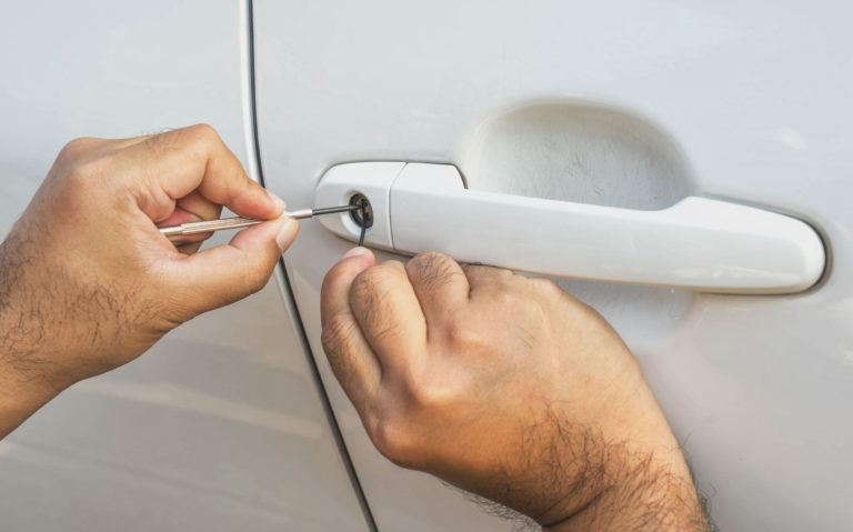 car door unlocking with lock pick automotive locksmith in brunswick, oh.